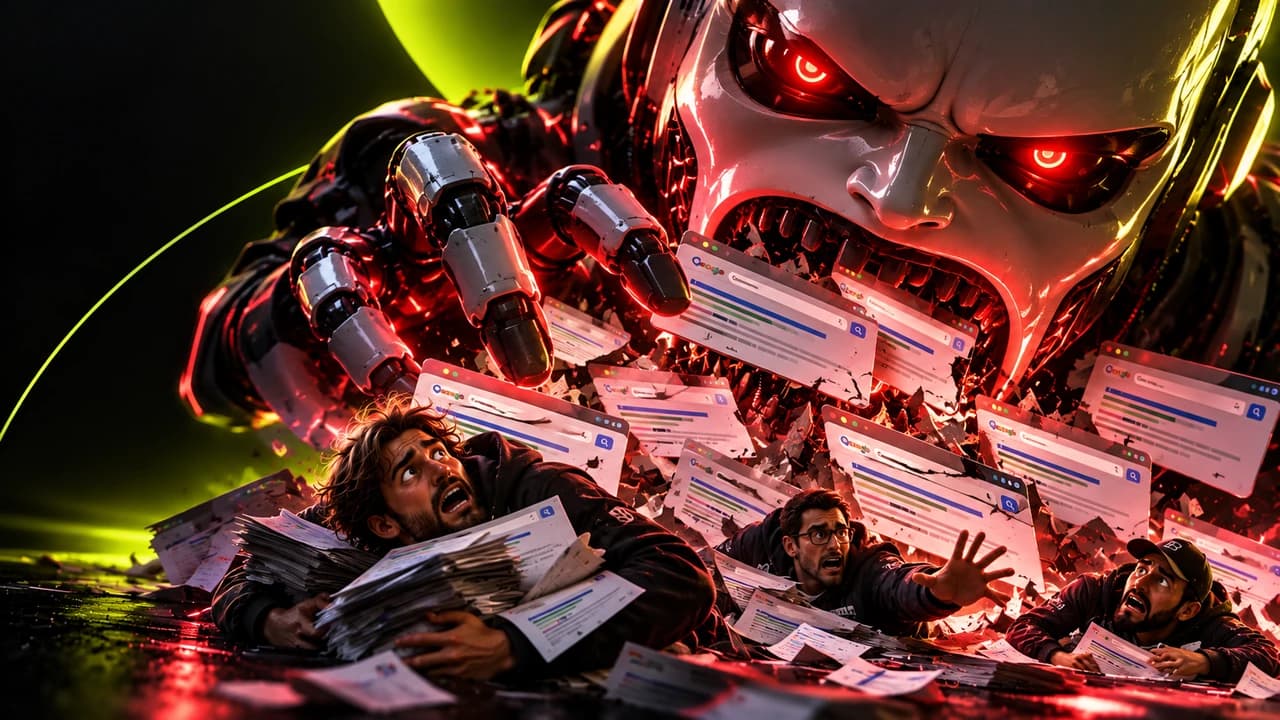 Редакционная иллюстрация: AI СЪЕДАЕТ AFFILIATE SEO. КТО СЛЕДУЮЩИЙ?